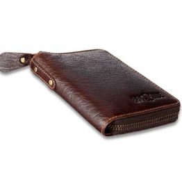 Dark-BrownTextured-Leather-Zipper-Wallets
